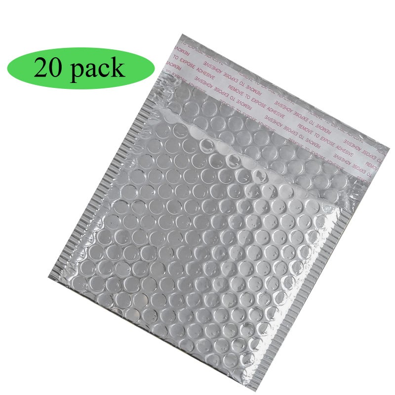 HOSL Bubble Mailer 5.2x5.2"(Inner) Shipping Envelopes 20 Pack Padded Envelopes for Mailing Shipping Packaging small Business Waterproof Package Bags Bulk (Silver) - Image 5